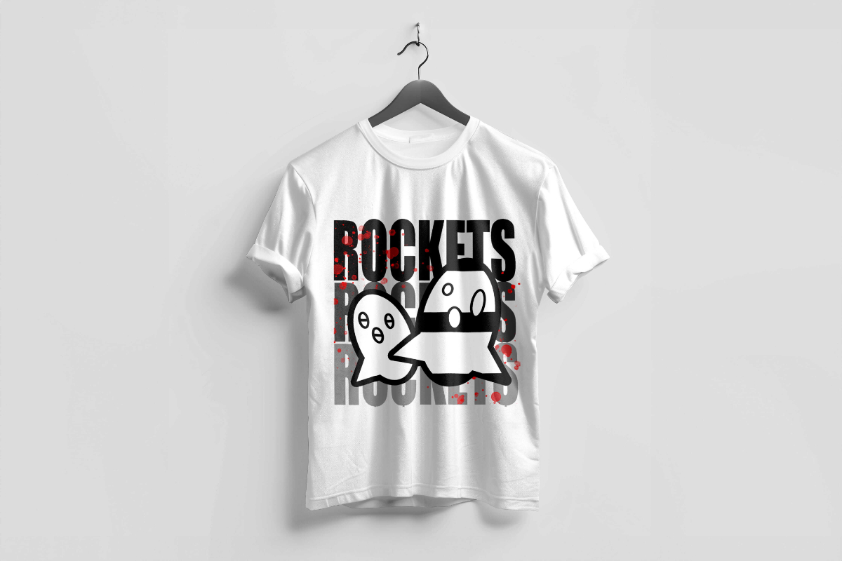 ろけっとおばけ　プリントTシャツ